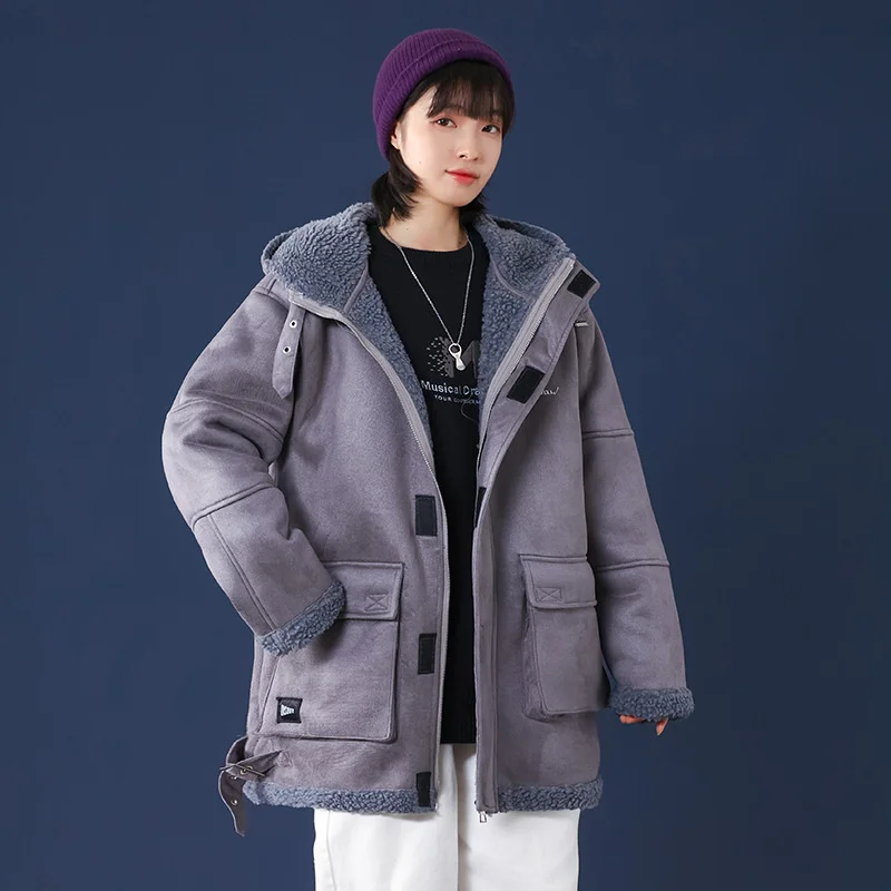 

Новинка Зима 2021, мужская хлопковая куртка для пар, утепленная кашемировая куртка «все в одном» с капюшоном из овечьей шерсти