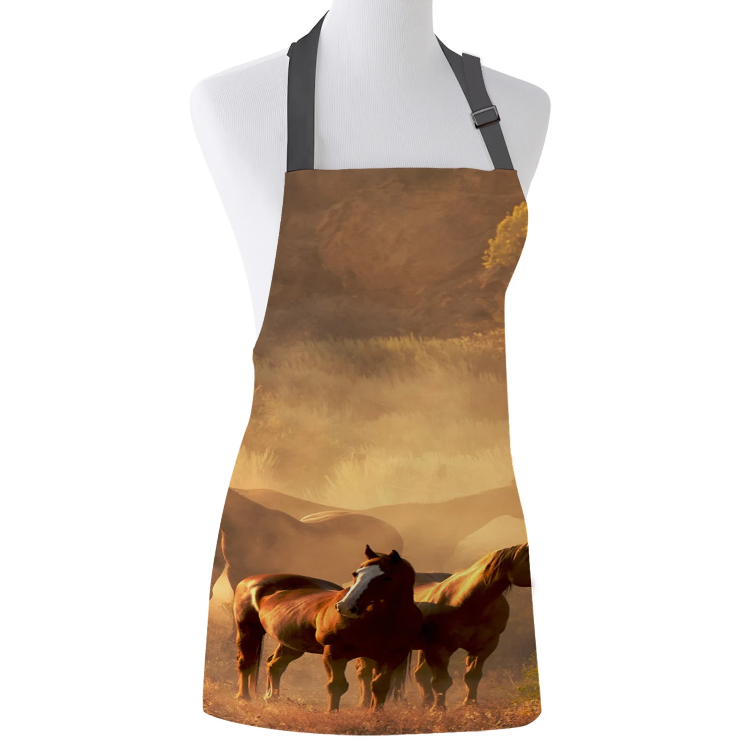 

Kitchen Apron Wild Horse Animal Adjustable BBQ Bib Canvas Aprons For Women Cooking Baking Restaurant Kids Apron Pinafore