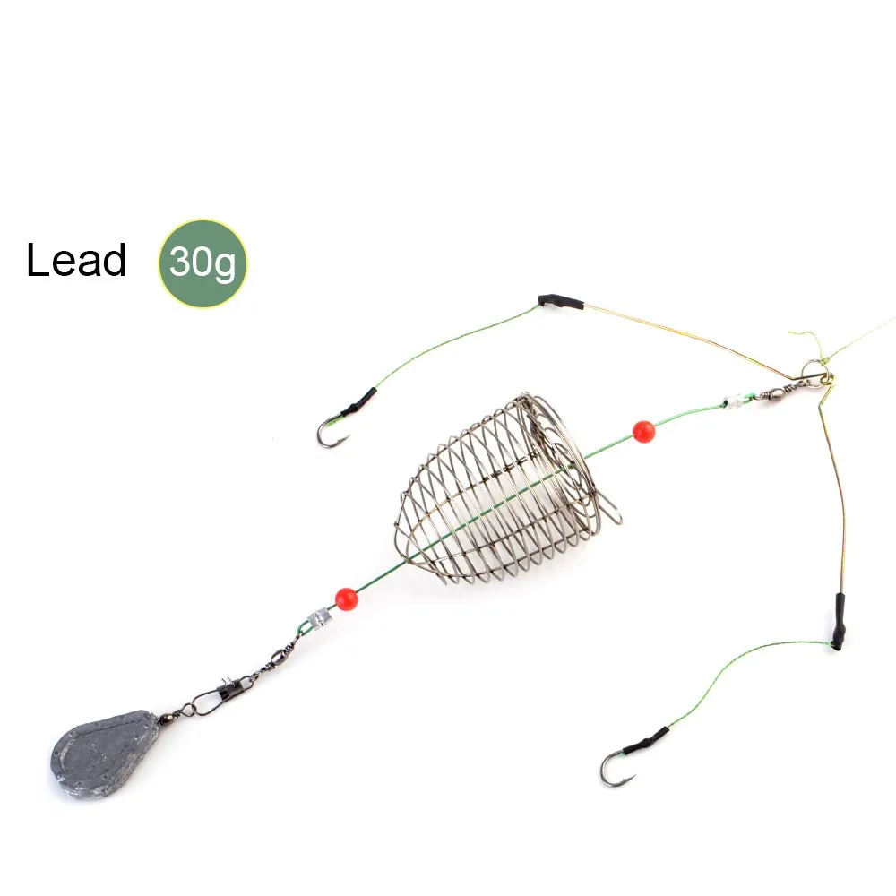 

1 шт. рыболовная клетка для приманки Проволока из нержавеющей стали «Три в одном» поворачивается на 2 линии крючки, а так же 30 г, кормушка для ...