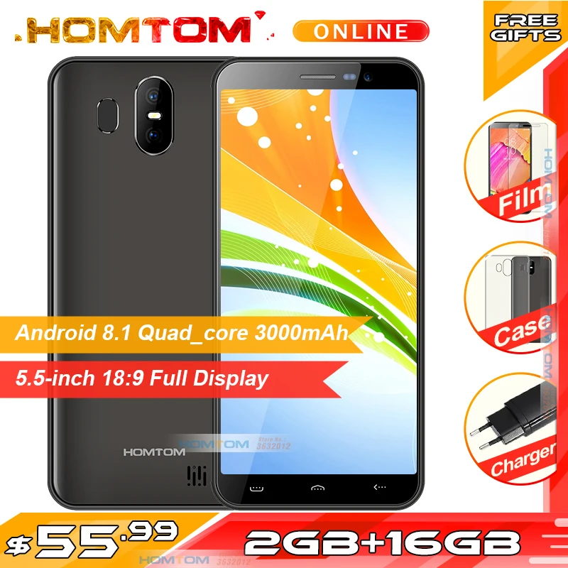 HOMTOM S17 Android 8 1 четырехъядерный MT6580 5 &quot18:9 полноэкранный смартфон с разблокировкой