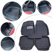 5pcs all seasons black leather universal auto car floor mats front rear liner weather set car accessories
