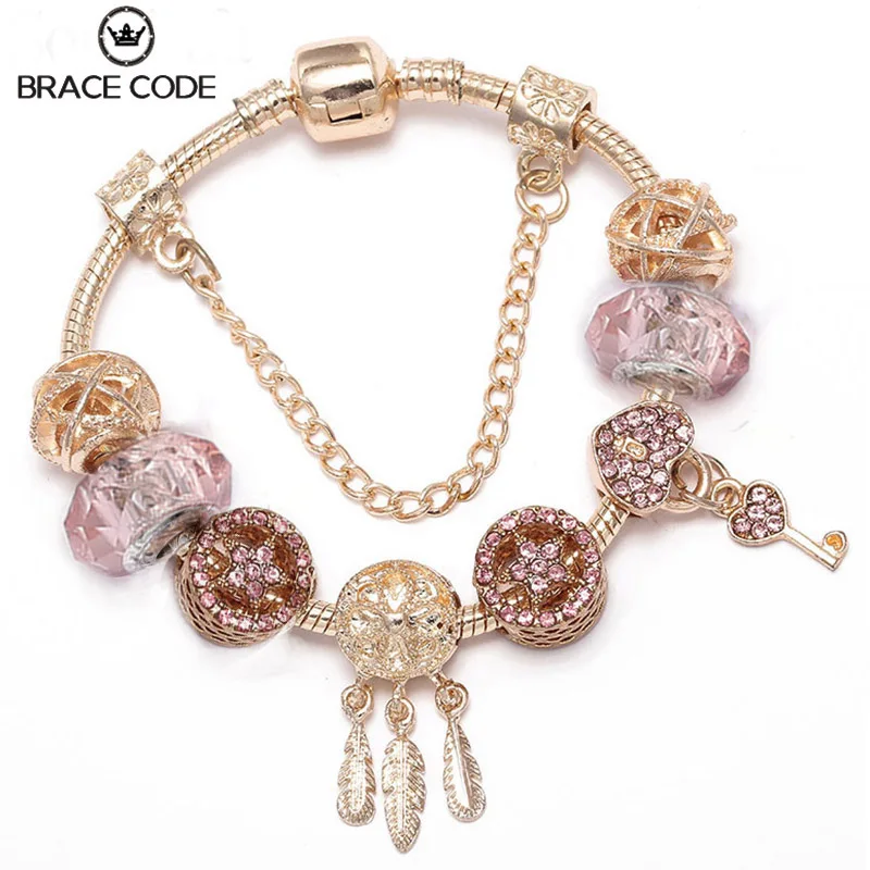 Браслет с кодом розового золота Ловец снов браслеты подвесками для девушек