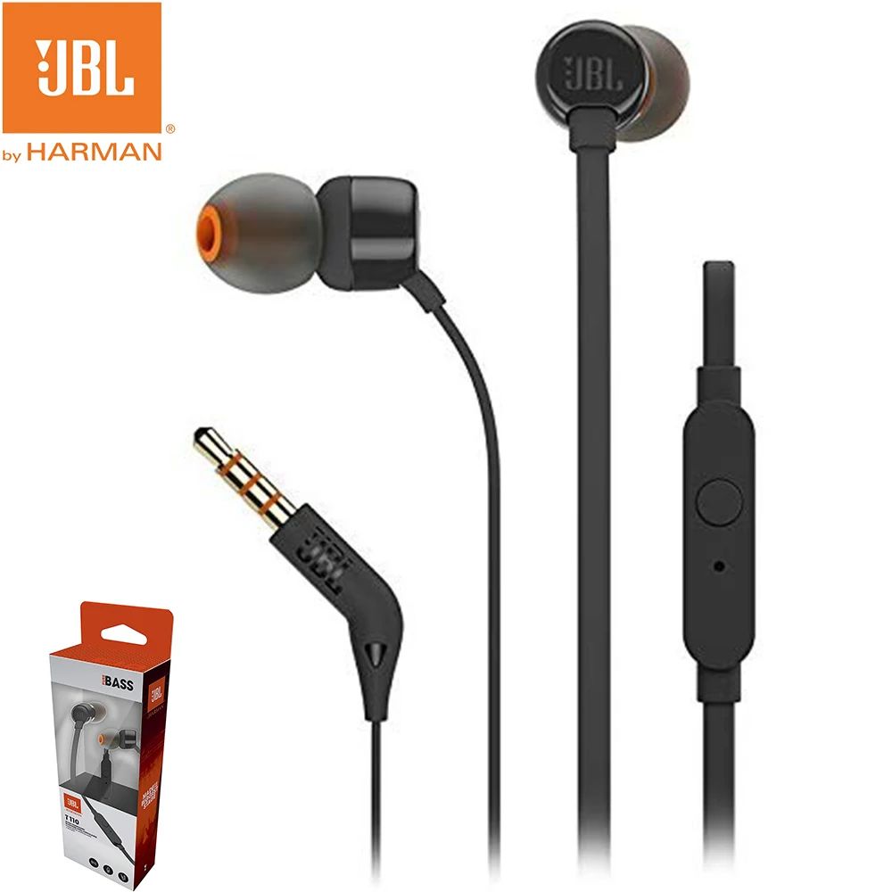 Оригинальные проводные наушники вкладыши JBL T110 стерео 3 5 мм с глубокими басами