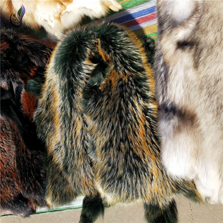 Оптовая продажа натуральный желтый мех енота для одежды |