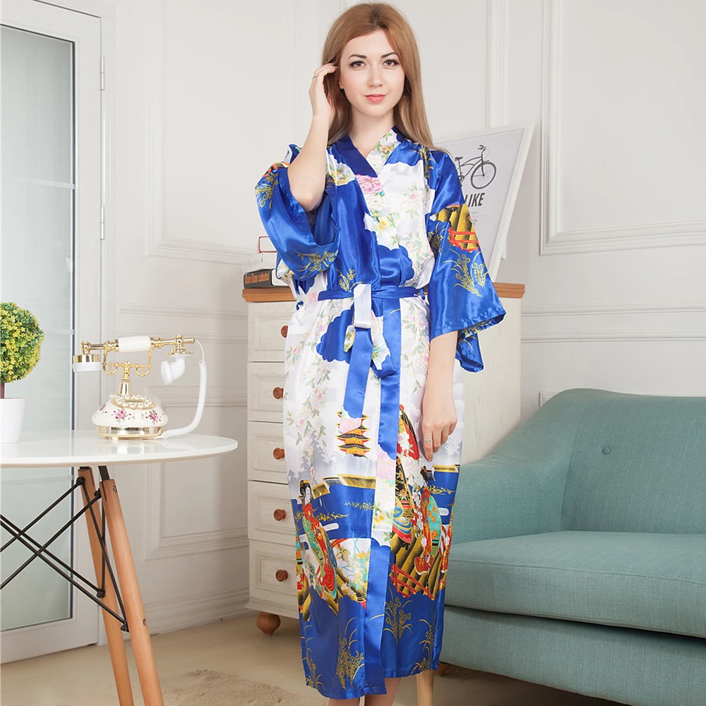 Длинная Пижама атласное сексуальное кимоно платье новинка ночное с V-образным