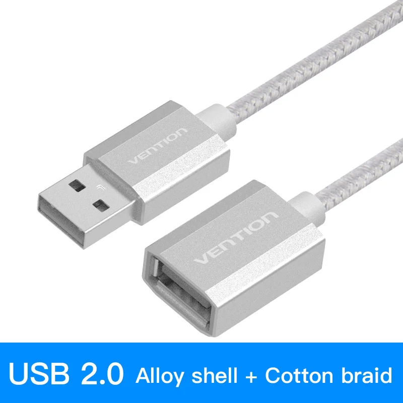 Vention USB кабель-удлинитель USB 3,0 кабель для Камера PC PS4 Xbox Smart ТВ высокое зарядное устройство и передачи данных USB 3,0 2,0 кабель удлинитель - Цвет: USB 2.0 Cotton Cable