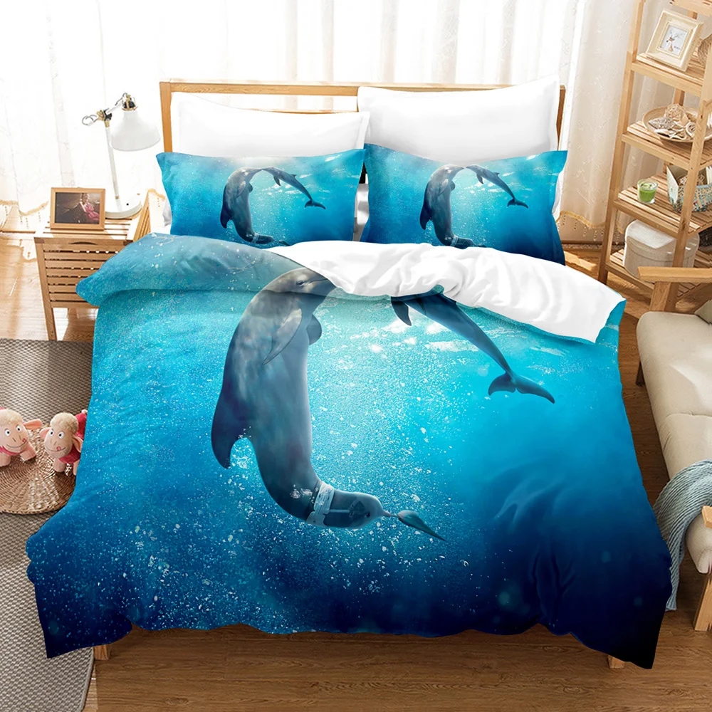 

Dolphin Shark Bedding Set Single Twin Full Queen King Size Ocean Fish Bed Set Children's Kid Bedroom Duvetcover Sets 3D Print 11