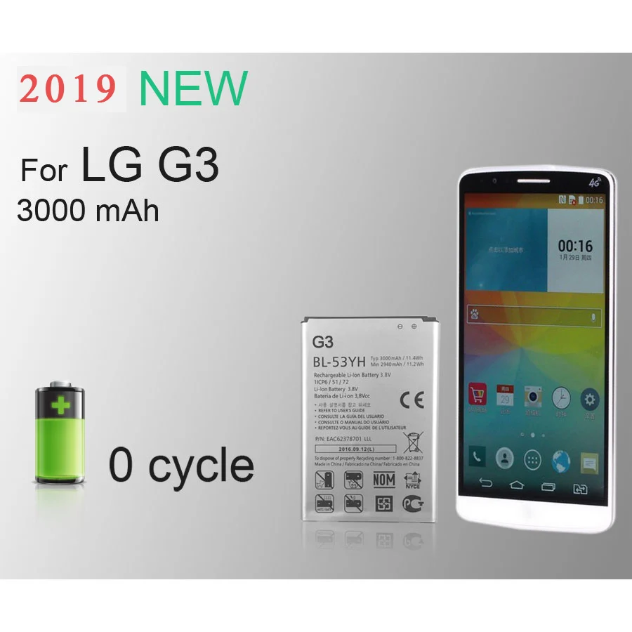 Оригинальный аккумулятор PINZHENG для мобильного телефона LG G3 D855 D850 D858 D859 F460 VS985 BL53YH