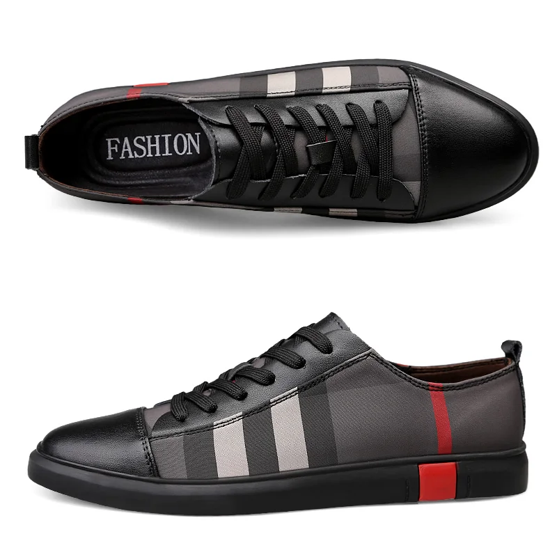 Ramialali Breathable Men Fashion Sneakers Spring Autumn Genuine Leather Shoes Male Casual Winter Warm Black |