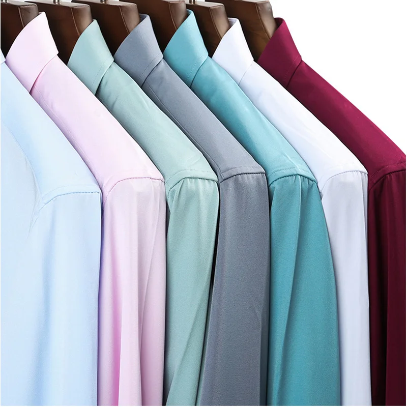 Рубашка мужская стрейчевая с длинными рукавами деловая Нескользящая без складок