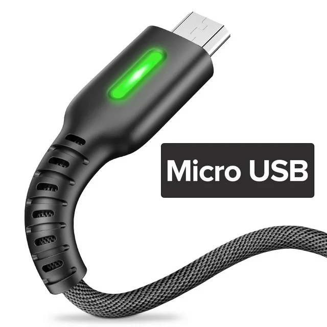 For Micro INIU 3 м светодиодный микро Тип usb C телефонный кабель Зарядное устройство микро usb для быстрой зарядки для samsung Xiaomi huawei Andriod Тип-C USB-C кабеля для передачи данных - Цвет: For Micro