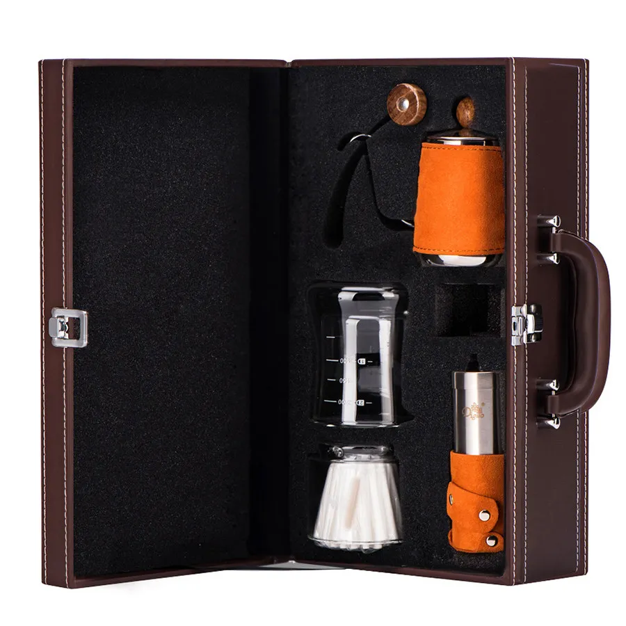 

Stainless Steel Coffee Pot Set Drip Cup Tapered Pot Coffee Grinder Luxury Simple Coffee Maker Box Espresso Coffeeware EI50CP