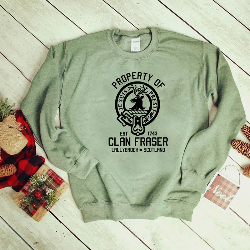 Property of Clan Foster Outlander Women's Sweatshirt Claire Jamie Fraser Tv Show Crewneck Pullovers Sassenach Outfits | Женская