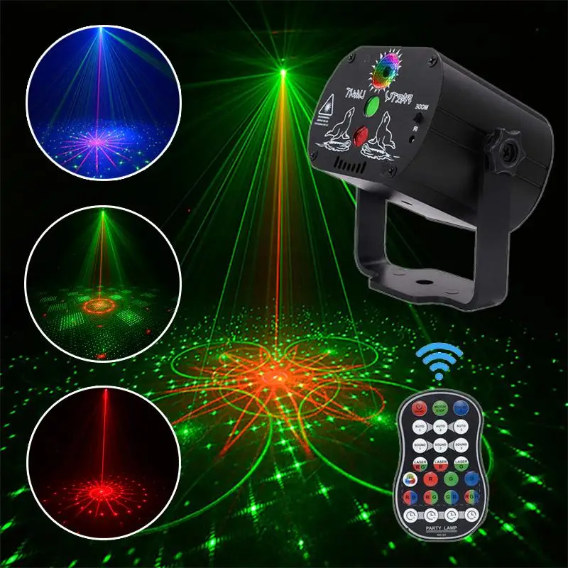 

60 Patterns LED Disco Party Light Rechargeable USB Laser Projector Indoor Stage Lighting Show for Home Party KTV DJ Dance Floor