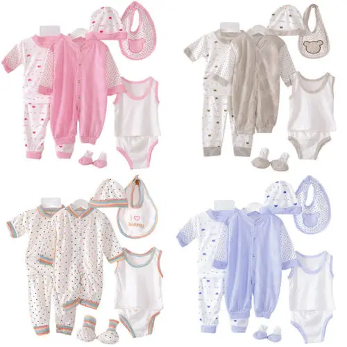 Conjunto de camiseta y pantalones para reci&eacute;n nacidos, conjunto de ropa de 0 a 3M, 8 unidades-0