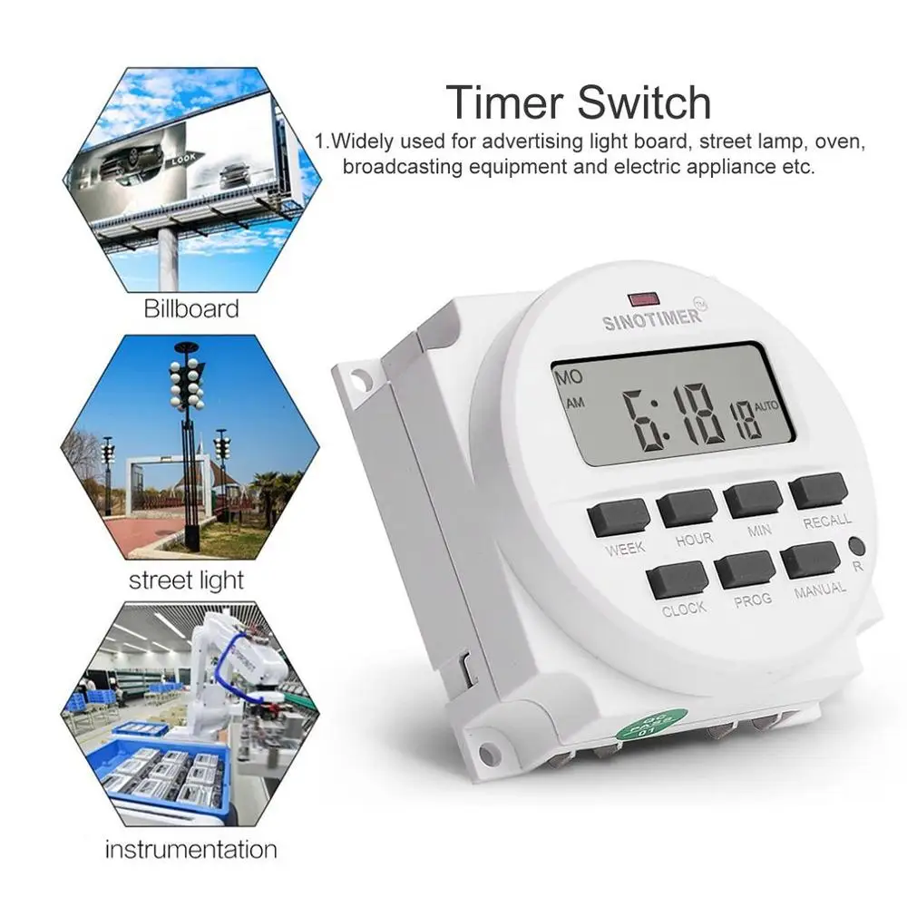 

12V Weekly 7 Days Digital Programmable Time Switch Relay Timer Control Countdown Recall for Electric Appliance