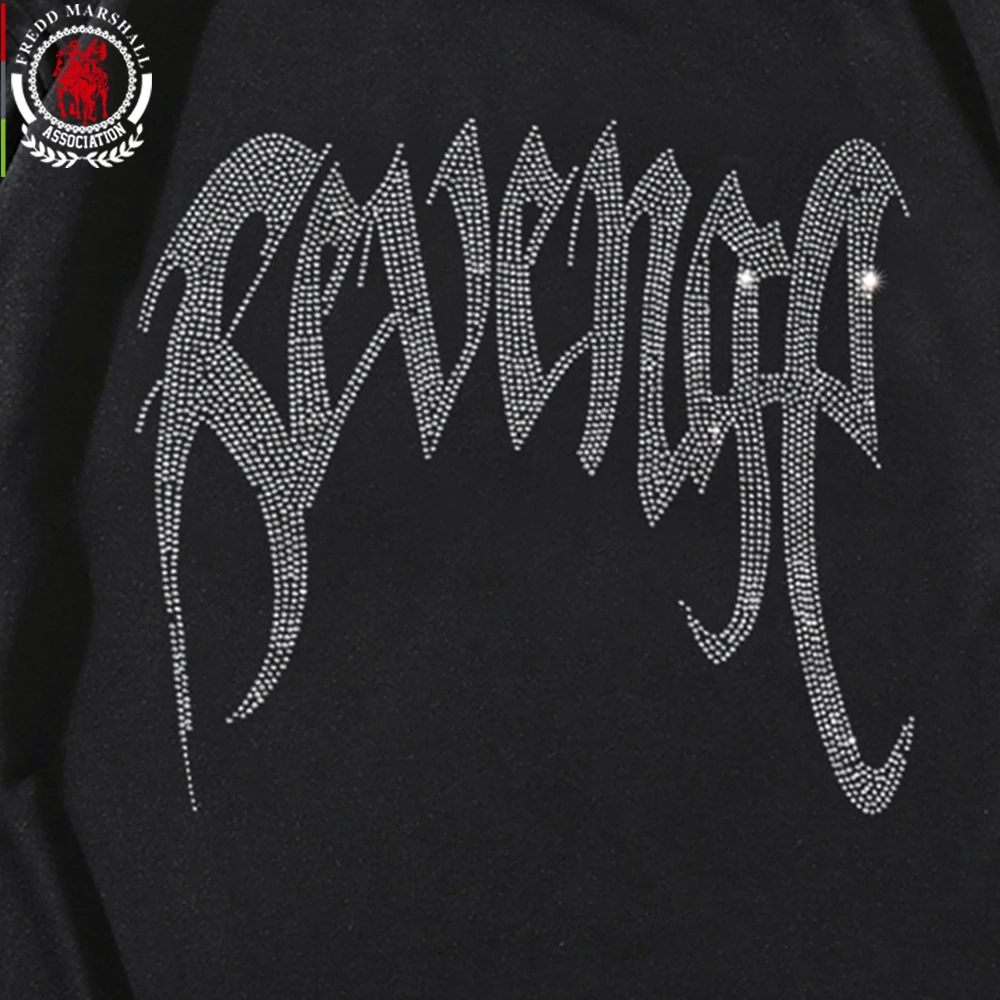 FREDD MARSHALL/2021 летняя новая модная футболка со стразами и короткими рукавами уличная