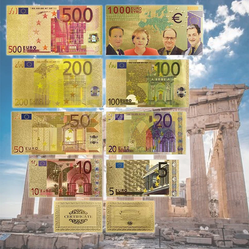 Полный набор Красочные золотые банкноты европейские бумажные деньги валюты