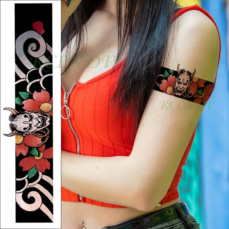 Водостойкая Временная тату-наклейка с волной демона поддельные тату