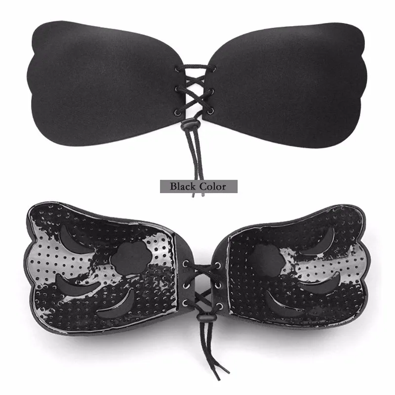 

Elvoegirl Women Strapless Bras Non-Wired Push Up Invisible Backless Strapless Adhesive Gel Silicone Bra For Women Solid Color CD