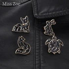 Значок с эмалью Созвездие звезд лиса кролик олень морская черепаха Черное золото значки с животными Подарочные ювелирные броши для друзей оптовая продажа