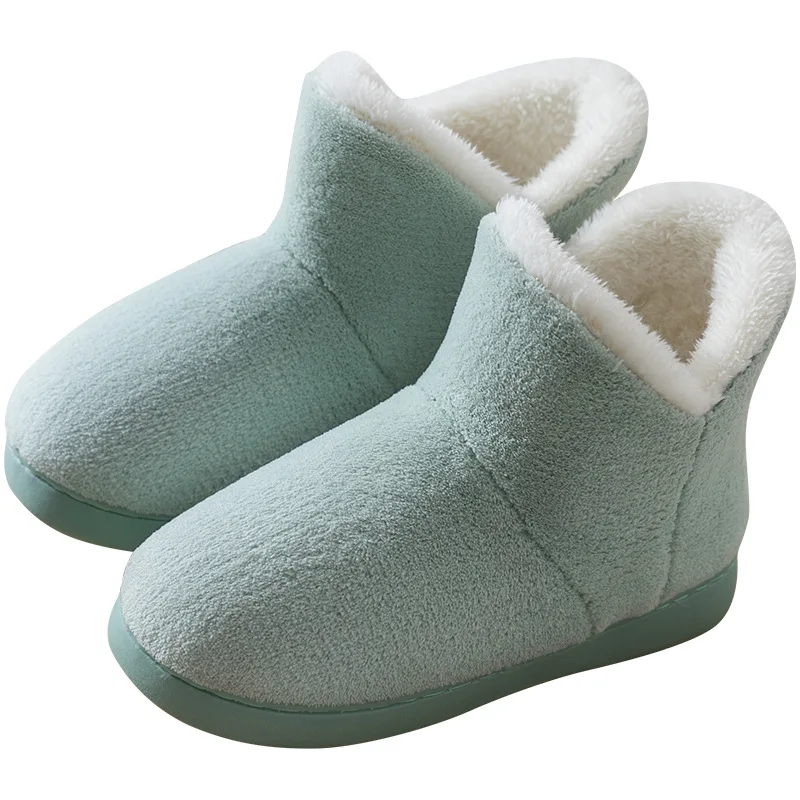 

Women Winter Slippers Warm Plush Slip-on Couples Home Floor Shoes Anti-slip Comfortable Flats Female Warm Faux Fur Slippers
