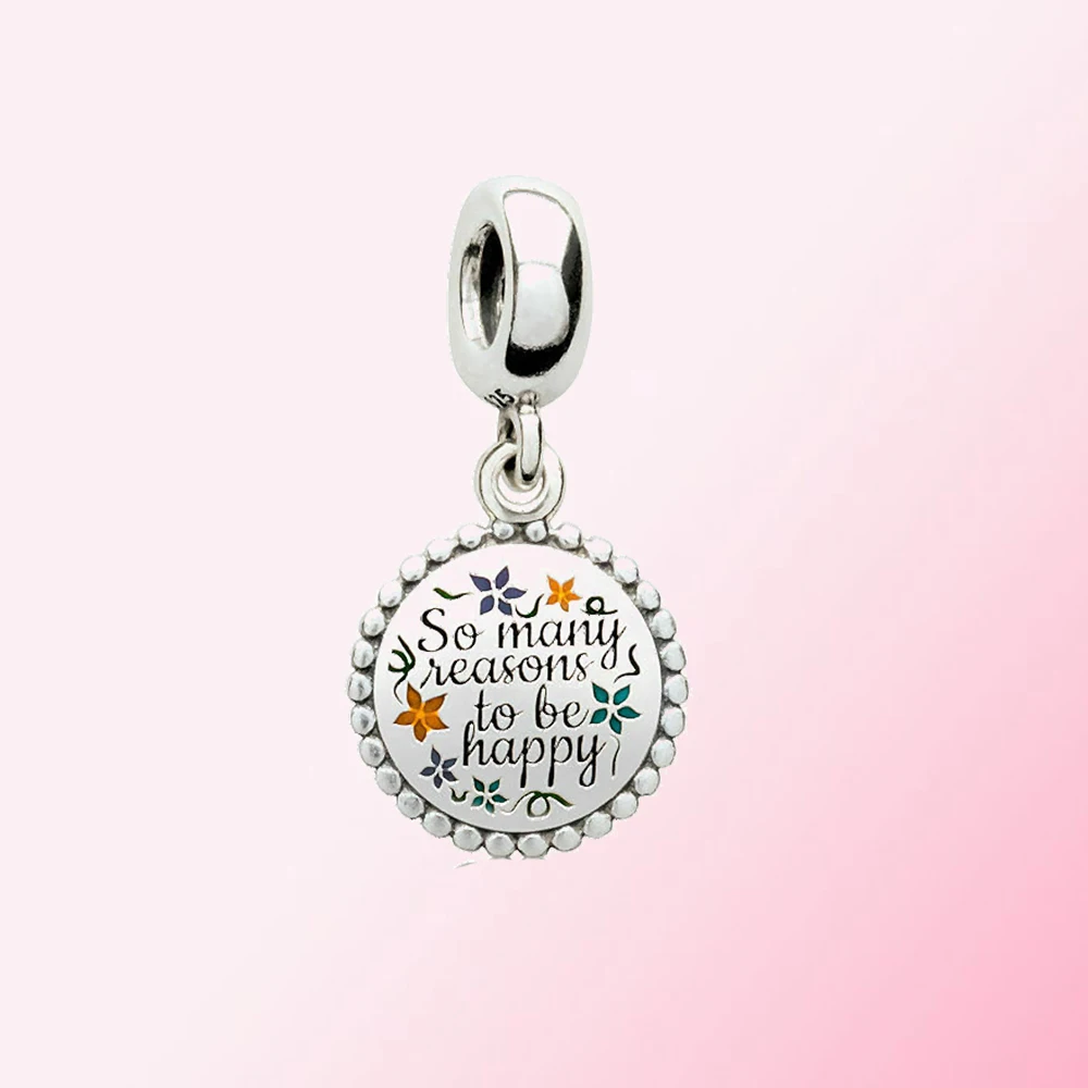 

2020 New 100% 925 Sterling Silver 1: 1 So Many Reasons to be Happy Dangle Charm Necklace Pendant DIY Bracelet Bangle For Women