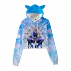 Модная детская толстовка OMG Ava Max, свитшот с милыми кошачьими ушками, 3D косплей, толстовка для мальчиков и девочек