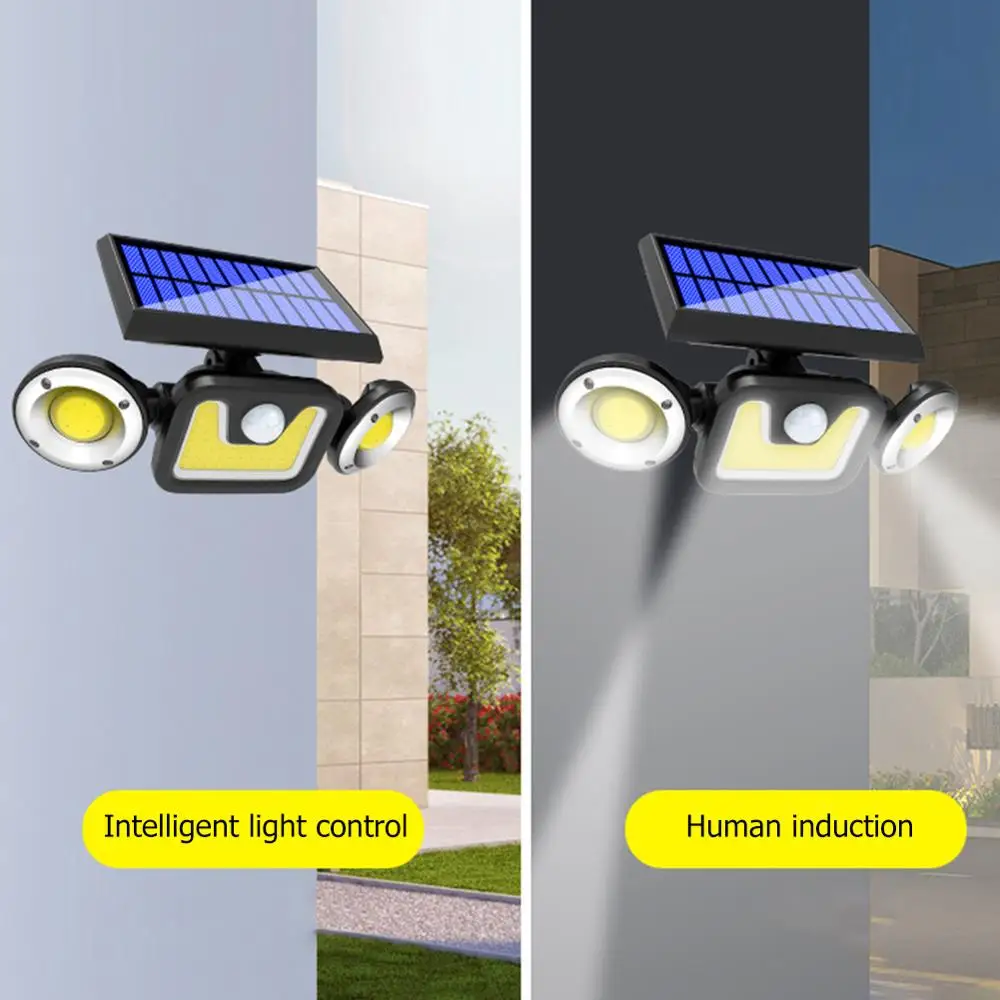 ALLOET 83LED Solar Light 3 Heads Waterproof Outdoor Lamp PIR Motion Sensor Wall For Garden Yard Street Lighting | Освещение
