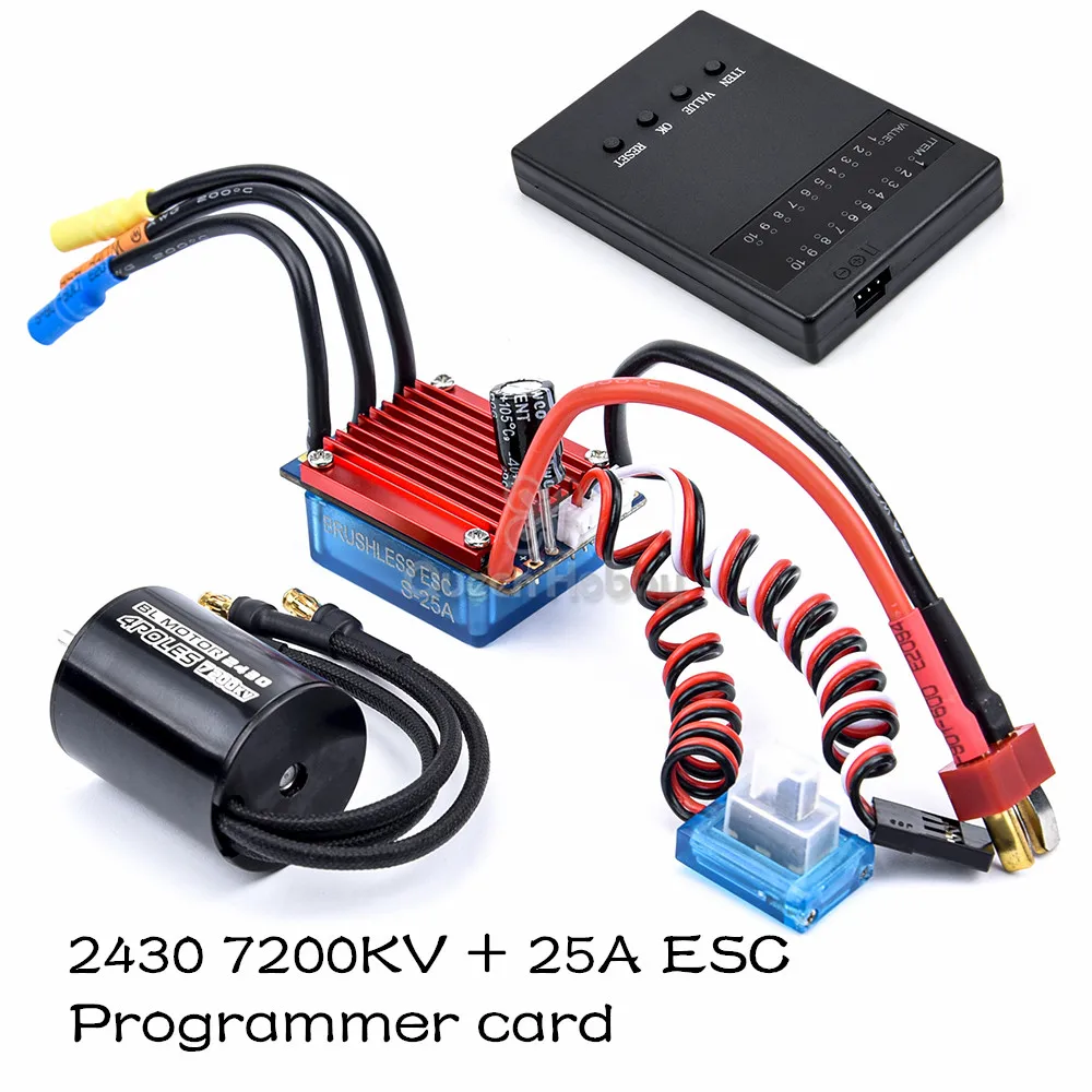 Motor sin escobillas 2435 3300KV 4500KV 4800KV / 2430 5800KV 7200KV + 25A ESC w/tarjeta de programaci&oacute;n para coche RC 1/18 y 1/16-5