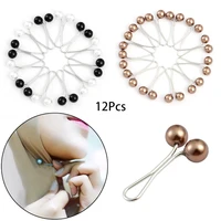 12pcsset headscarf shawl scarf lady muslim scarf hijab clips pearl brooches for women fixed anti slip pin jewelry wholesale