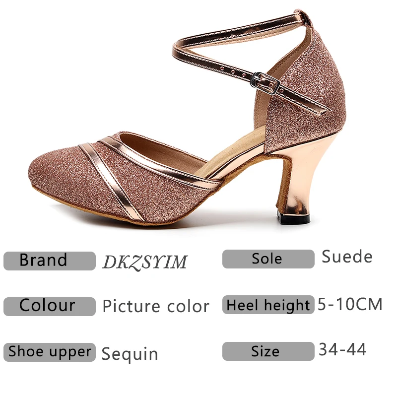 Женские вечерние танцевальные туфли DKZSYIM атласные тканевые с блестками и мягкой