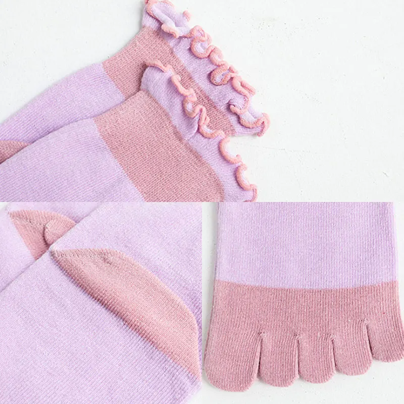

Socks Women Cotton Five Finger Ruffle Solid Color Toe Socks With 5 Toe Short Deodorant Toe Socks With Fingers Soks Woman Sock