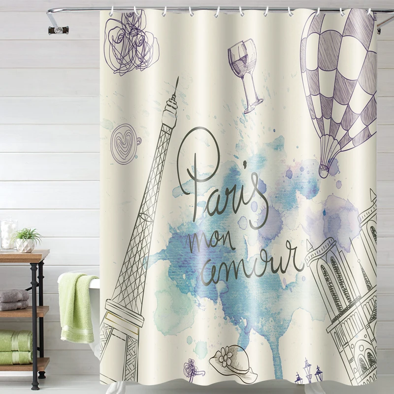 Занавеска для душа с принтом из ткани Bathlux качество гостиницы машинная стирка