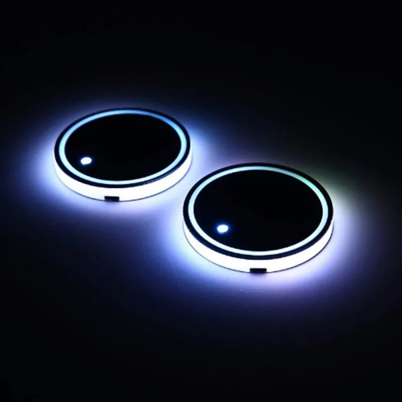 

2PCS Universal Car LED Cup Holder Practical Anti-Slip Cup Mat Light Coaster Solar Charging
