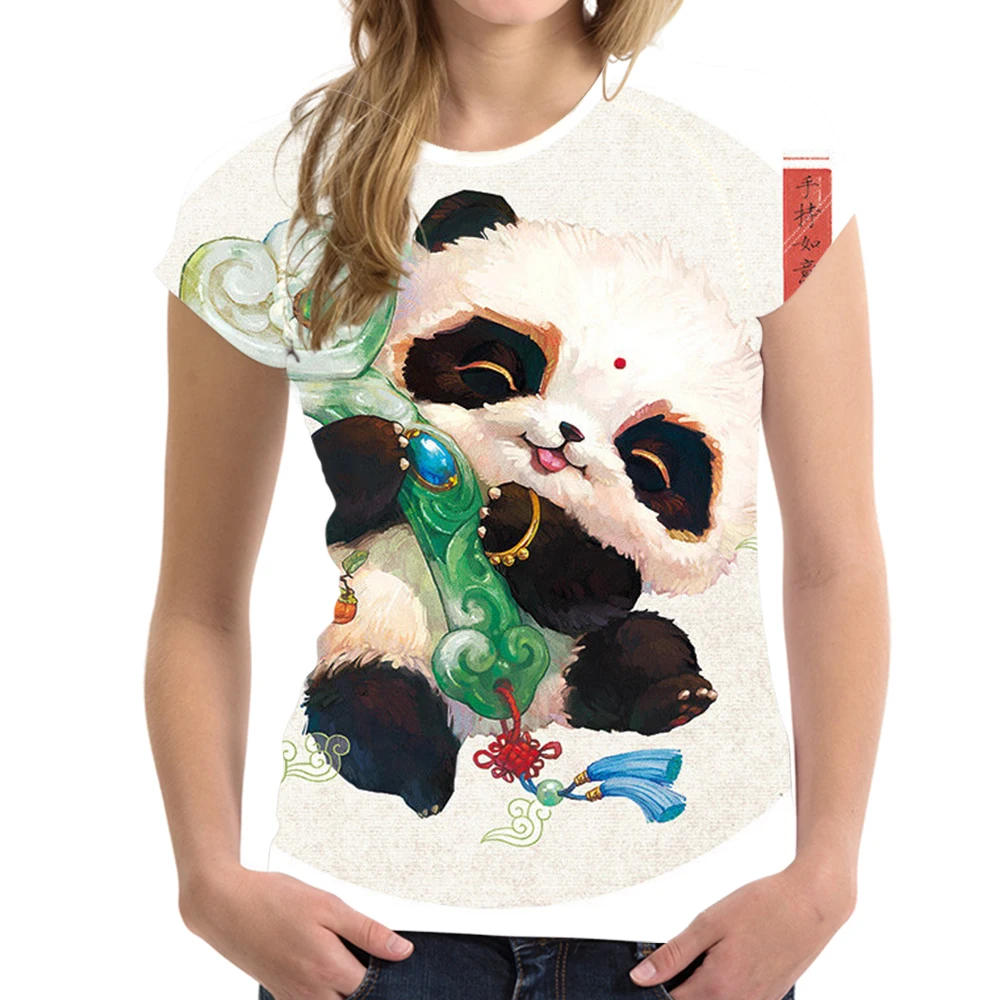 

2020 New Customized Women T-shirt Floral Panda Short Sleeve O-Neck Female Tshirt Dropshipping Cute Pandas Print Ladies Tee Tops