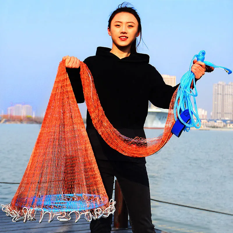 

Fishing Casting Net 300/360/420/480/540/600/720cm American Cast With Sinker Small Mesh Trap For Fish Network Goods Tire line