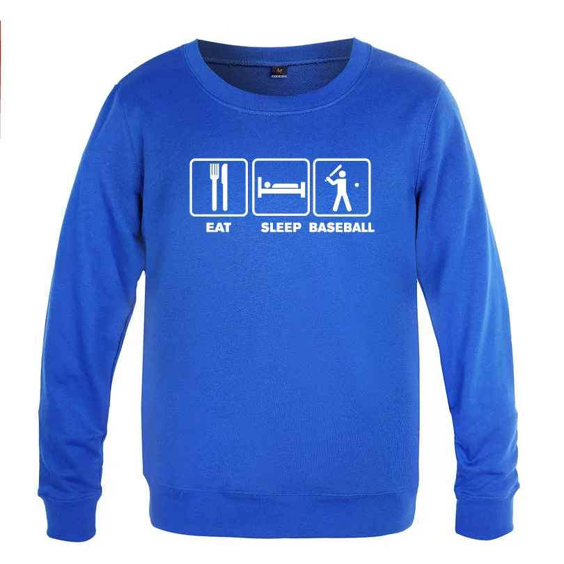 

Eat Sleep Baseball Funny Sweatshirt Men Spring Autumn Long Sleeve O-Neck Pullover Casual Man Sport Fitness Hoody Train Clothes