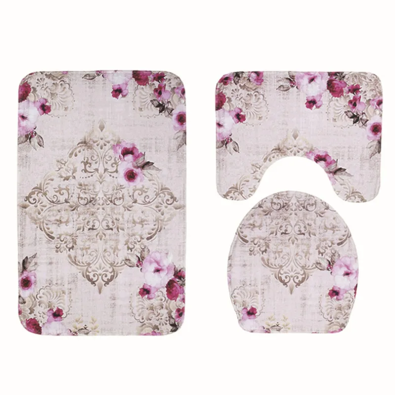 3 шт./компл. Набор ковриков для ванной фланелевый Противоскользящий кухонный