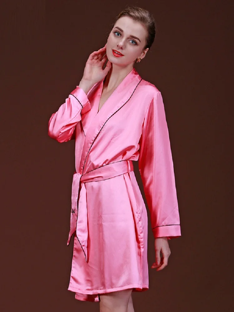 

Халат-кимоно Женский шелковый, атласный халатик из искусственного шелка для подружки невесты, пикантный однотонный пеньюар, одежда для сна