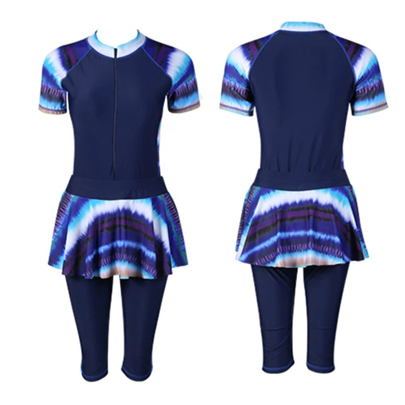 Размера плюс скромная одежда для плавания с юбкой мусульманский купальник