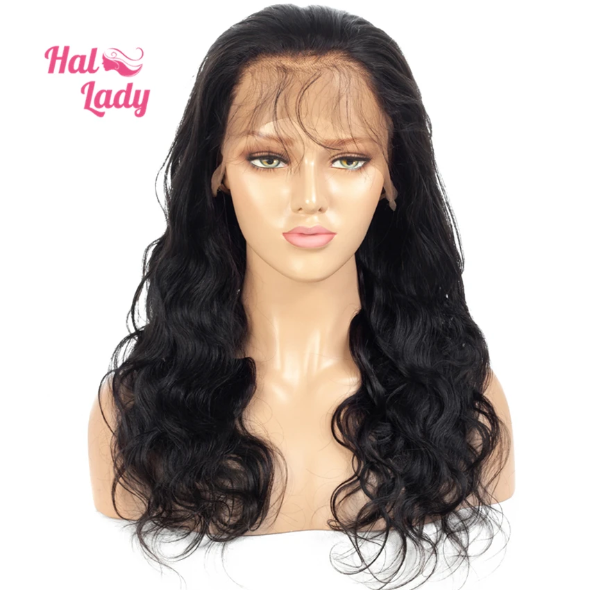 Halo Lady 13*4 волнистые парики из натуральных перуанских натуральных волос для черных женщин, не Реми