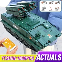 mould king high tech app remote control hj 10 battle anti missile tank set building blocks bricks kids rc car toys gifts