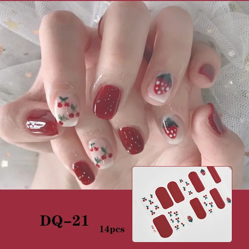 Наклейки для ногтей в горошек 14 наконечников полностью закрывающие модные