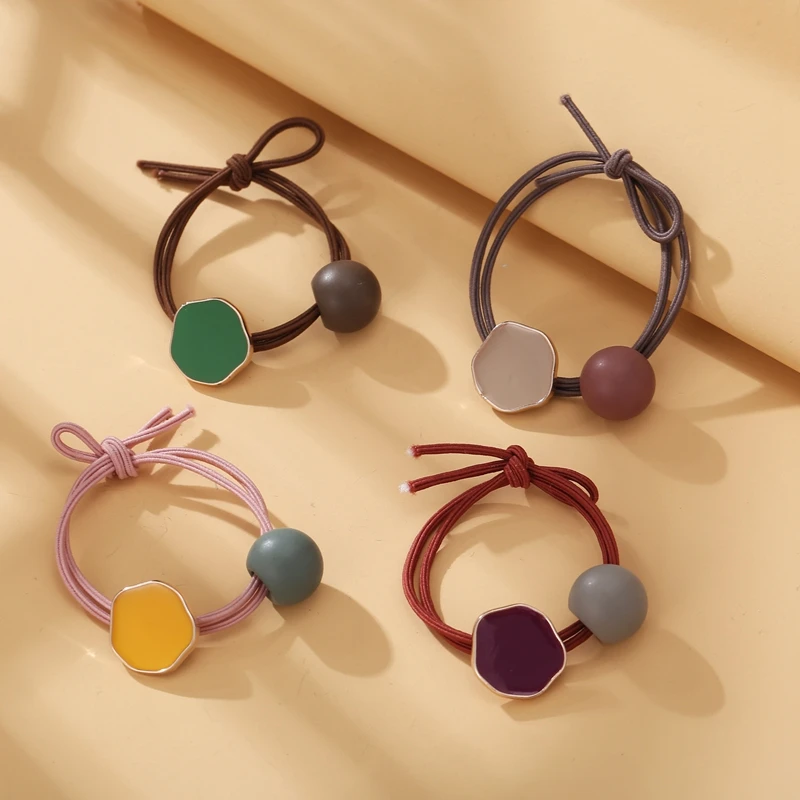 

2pcs Hair Accessories Beads Elastic Rubber Bands Headwear Girl Elastic Hair Band Ponytail Holder Scrunchy Rope Hair Jewelry