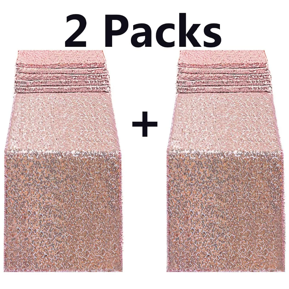 2pack Rose Gold Sequin Table Runner for birthday wedding Xmas New Year Festival party decoration