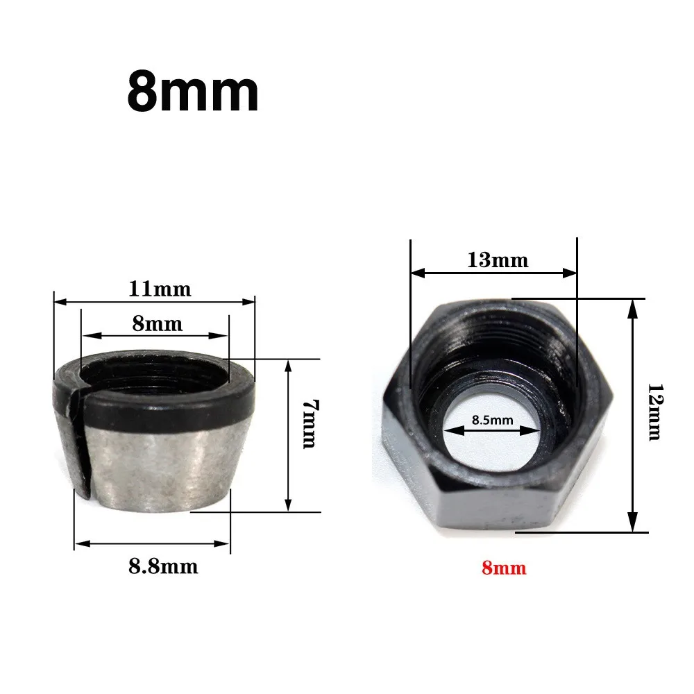 

5Pcs/Set 6mm 6.35mm 8mm Collet Chuck Adapter Engraving Trimming Machine Chucks Trimmer Electric Router Bit Collets