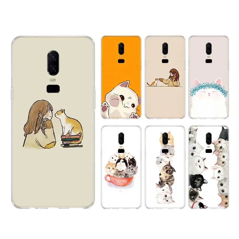 

Cartoon Sketch Cat Soft TPU Full Protection Luxury Bumper Case For OnePlus 9 Pro OnePlus 9R OnePlus9 Cover