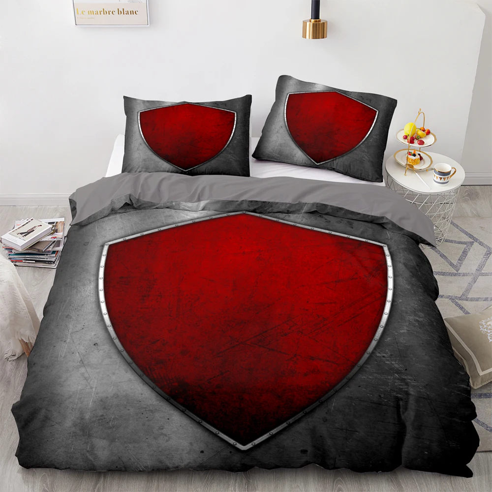 

Комплект постельного белья в европейском стиле, пододеяльник с красным рисунком и наволочка для двух человек, домашний текстиль, серого цве...