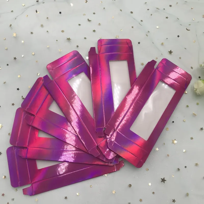 20 шт./лот пустая коробка для ресниц фиолетовая голографическая на заказ оптовая